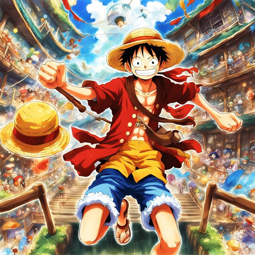 Luffy Anime Key Visual in Manga Style