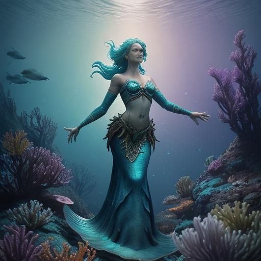 Mermaid in Underwater Kingdom: Fantasy Concept Art