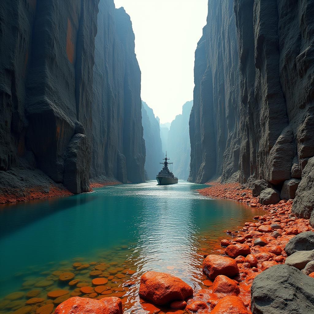 Naval Destroyer in Basalt Canyon