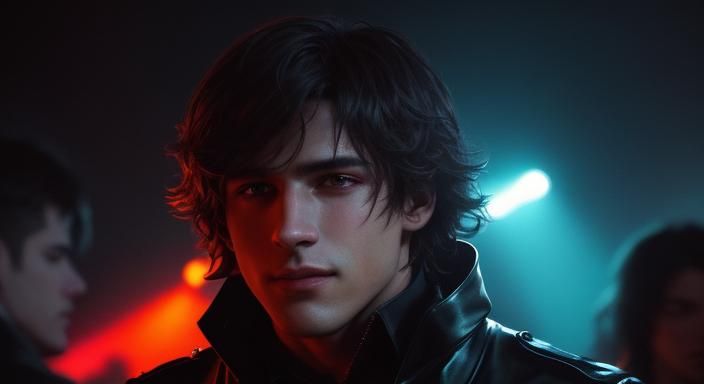 Ethereal Moment of Connection in a Vibrant Techno Party