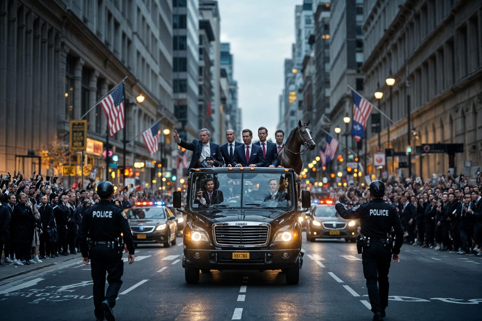 Four Horsemen as Business Leaders in City Parade