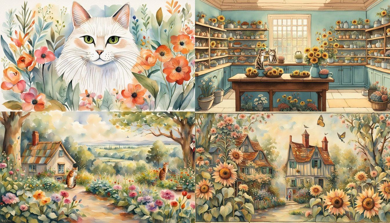 Whimsical Florist Feline in Floral Trade