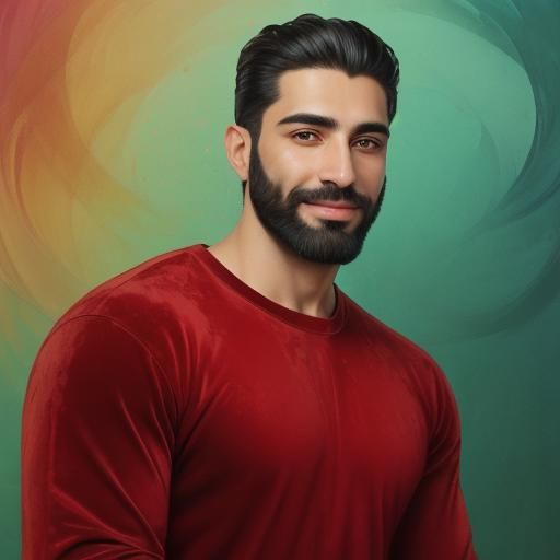 Handsome Man in Red Velvet: Alcohol Ink Portrait