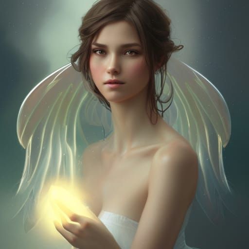 Angelic Fairy Portrait in Hyperdetailed Splash Art Style
