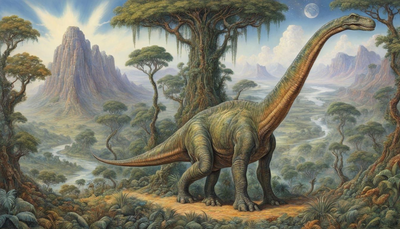 Diplodocus in Ancient Forest Canopy