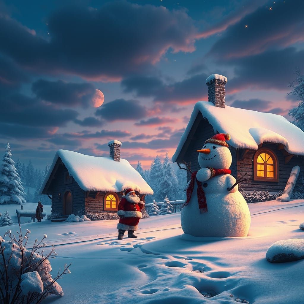 Winter Wonderland Scene in Classic Fantasy Style
