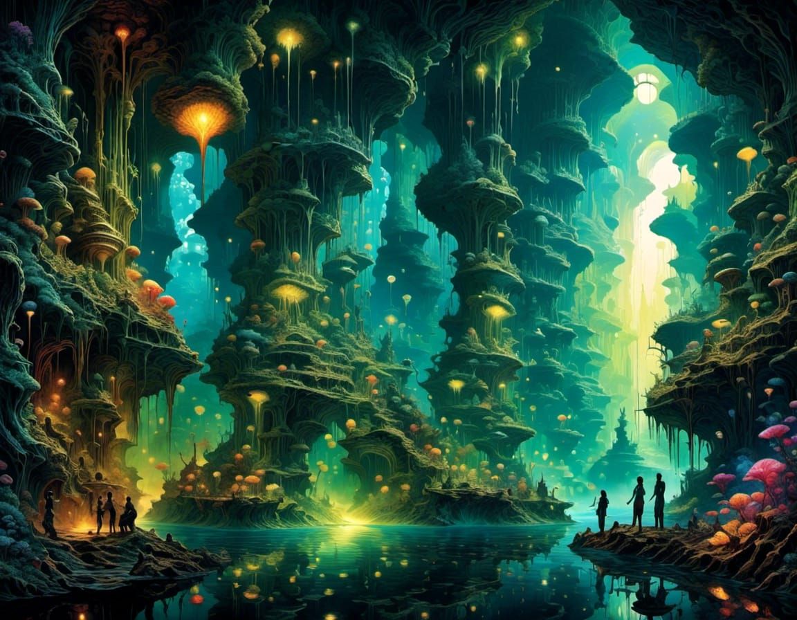 Eye-Catching Subterranean Cavern in Dreamy Surrealism