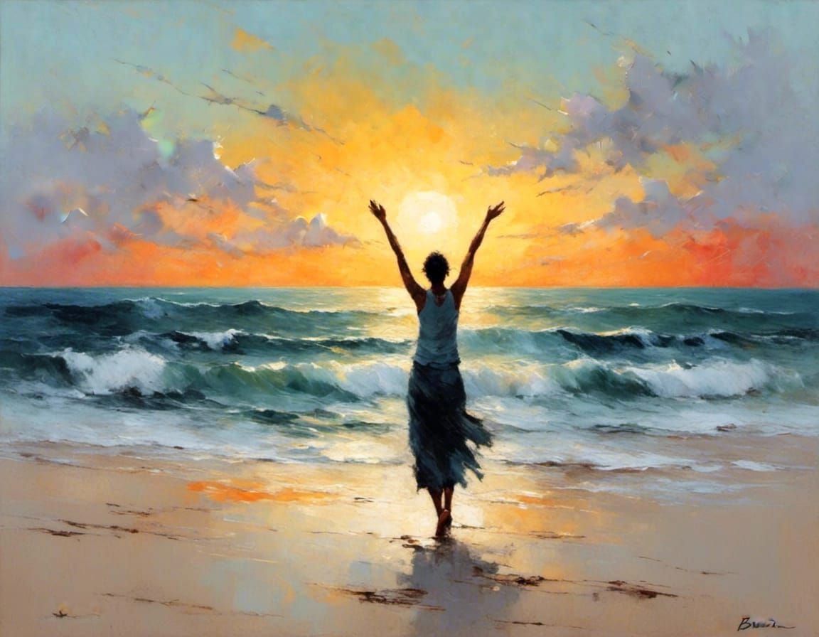 Minimalist Beach Scene in Soft Light