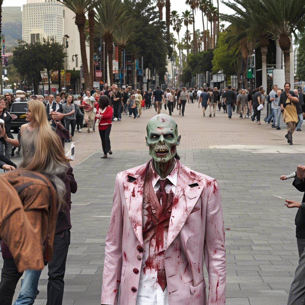 Brad Pitt Zombie on Hollywood Walk of Fame