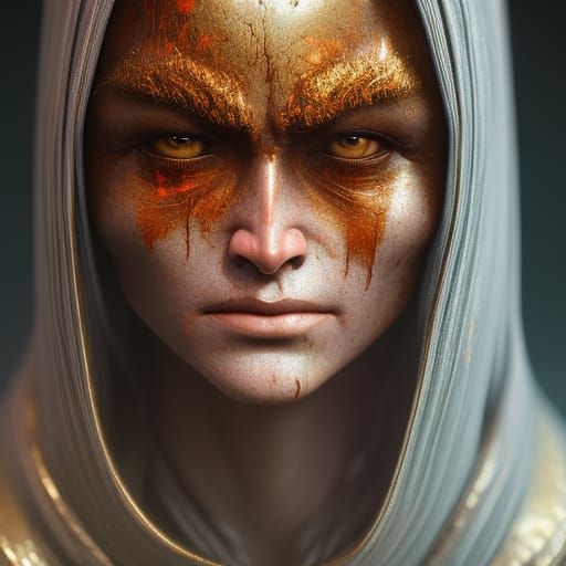 Hyperrealistic Ghoul Portrait in Biopunk Fantasycore Style