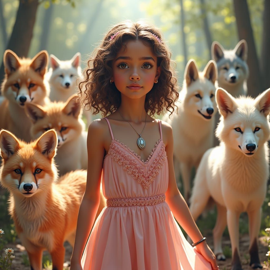 Ethereal Woman with Mythical Creatures in Surreal Style