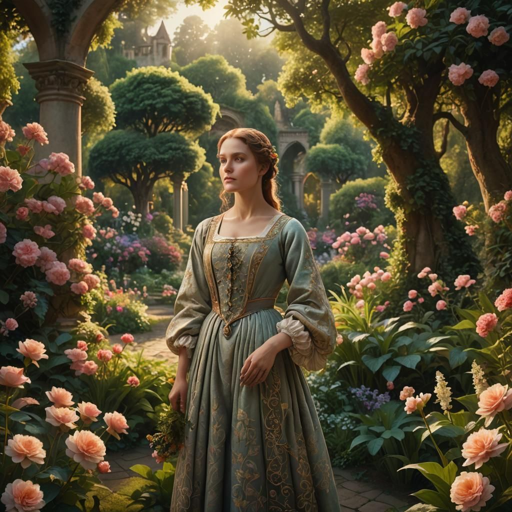 Renaissance Garden: A Matte Painting in Morning Light