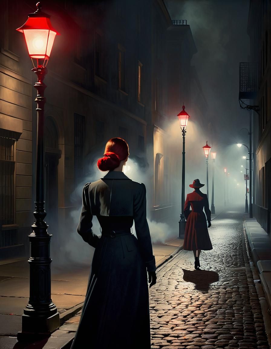 Ominous Figure in Nocturnal Urban Horror Scene