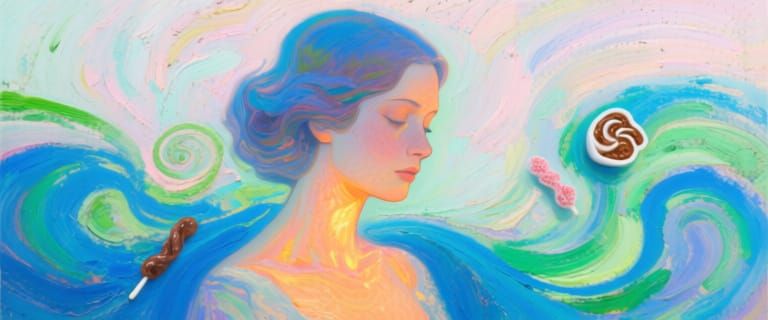 Surreal Woman as Living Art in Vibrant Impressionist Style
