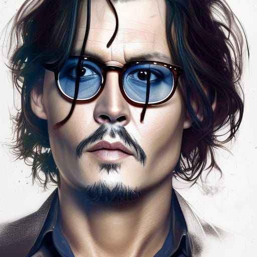 Johnny Depp Portrait in Hyperdetailed Style