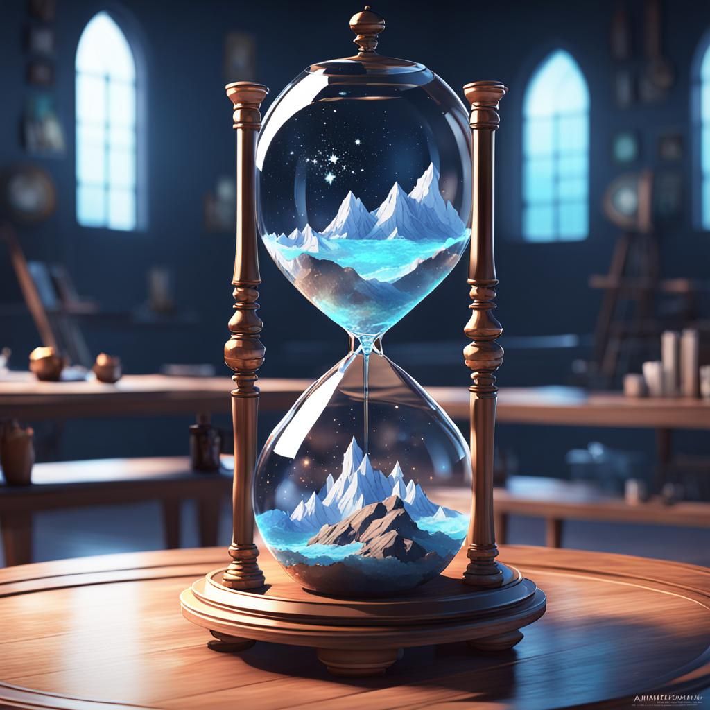 Hourglass of Time and Space in 3D Anime Art