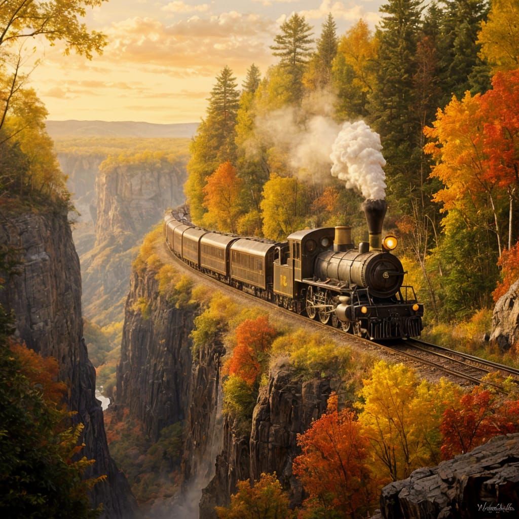 Vintage Steam Engine Through Midwest Canyons