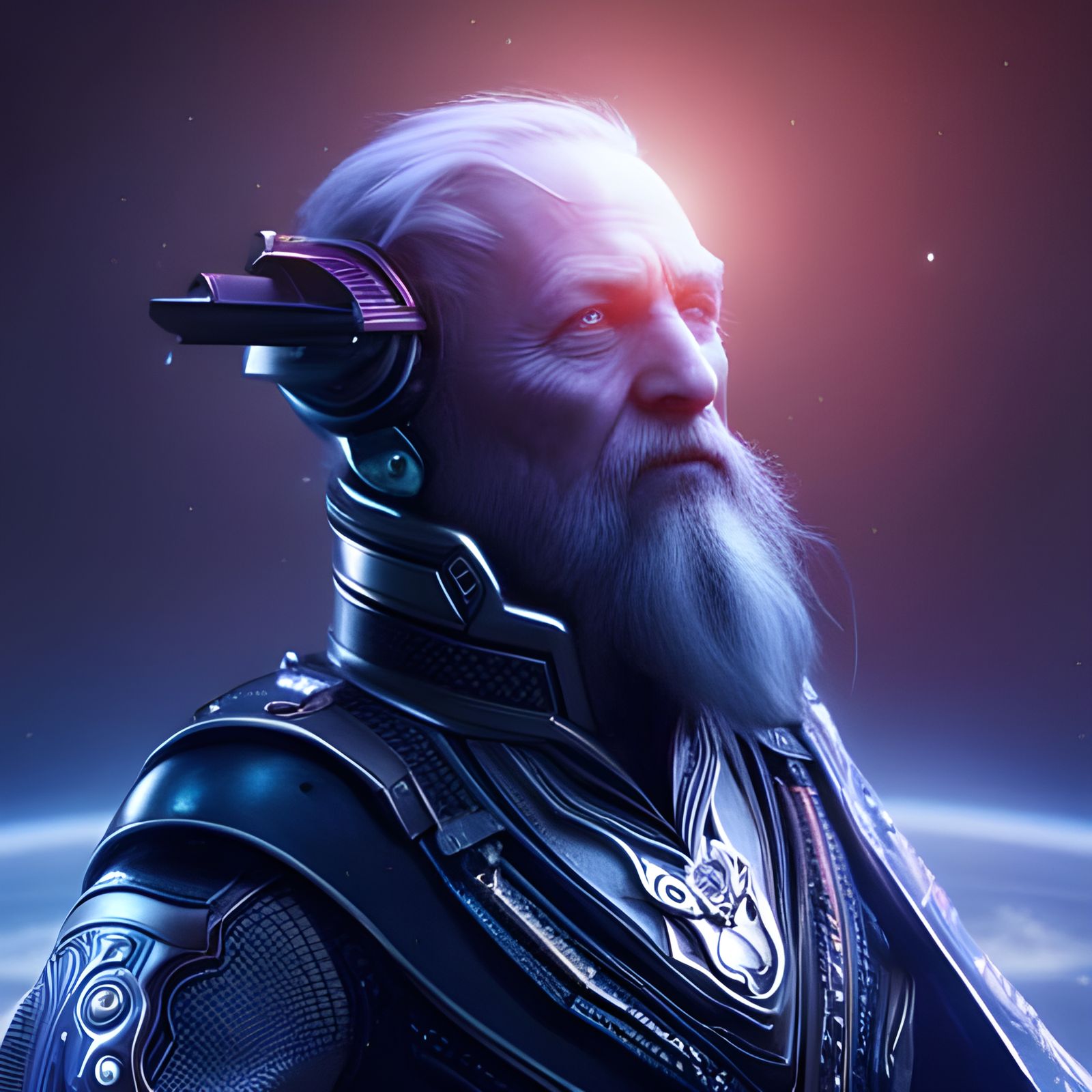 Cybernetic Wizard in Dreamy, Detailed 8K Resolution