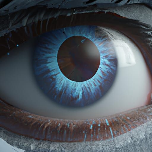 Hyper-Realistic Snowy Eye in Detailed Digital Art