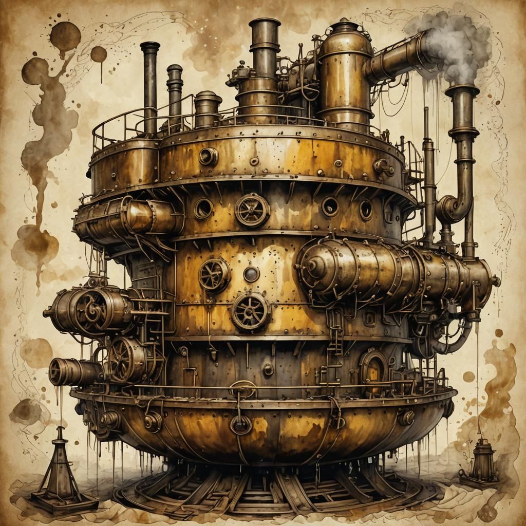 A water tower with a steam pump