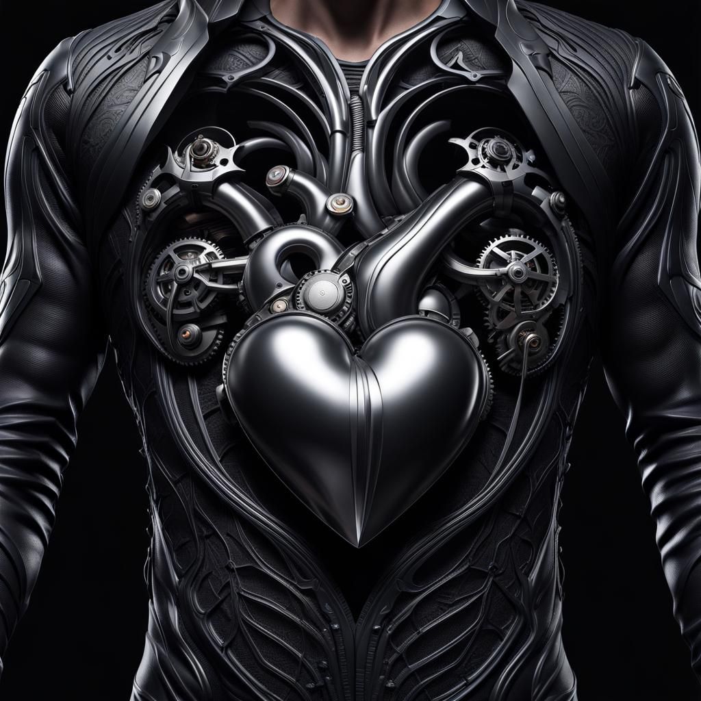 Mechanical Heart T-Shirt in Hyperrealistic 3D
