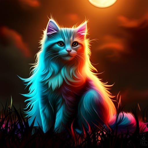 Adorable Kitten in Gothic Flower Meadow