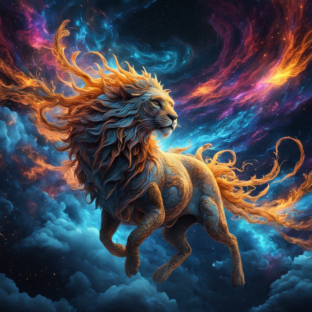 Vibrant Cosmic Creature Unfolds in Radiant, Glowing Splendor