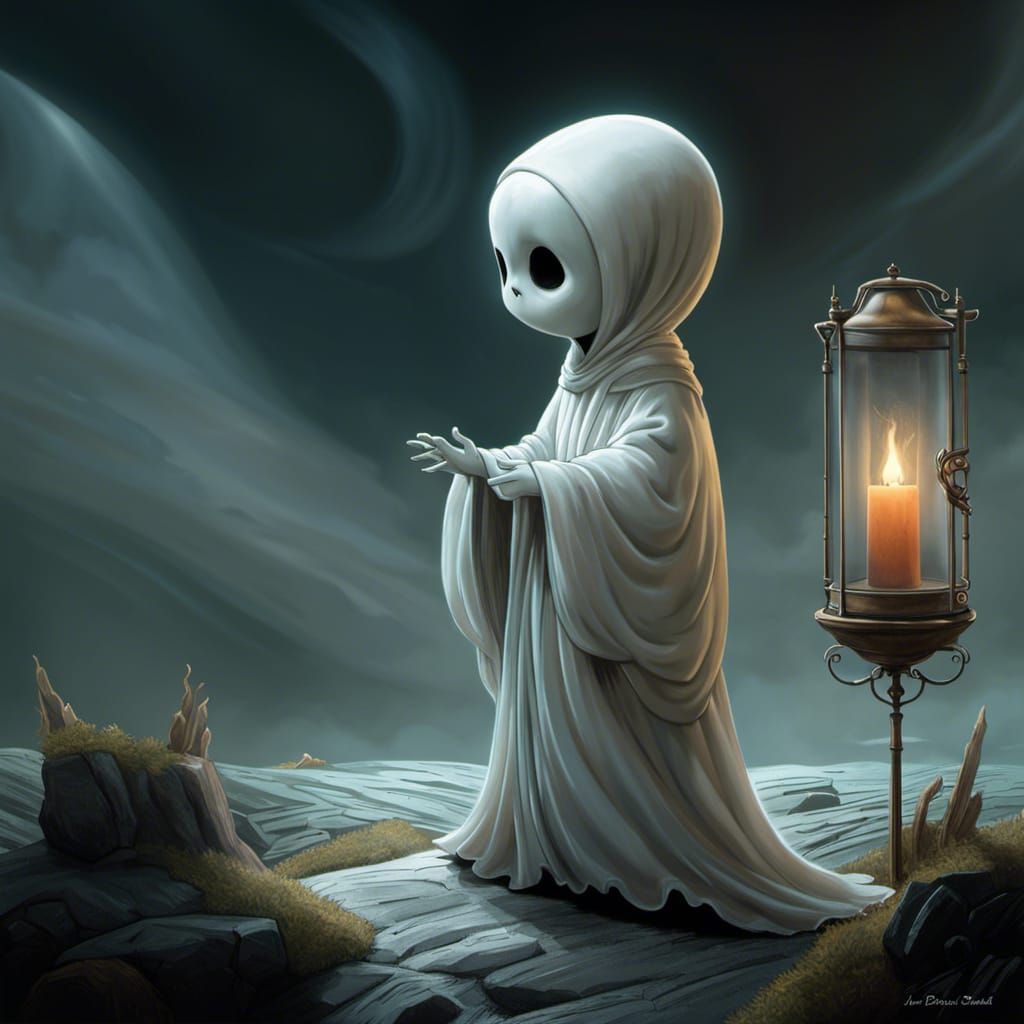 Adorable Ghost Concept Art in Eerie Precisionism