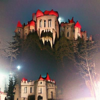 Dark Gothic Vampire Castle in Mist