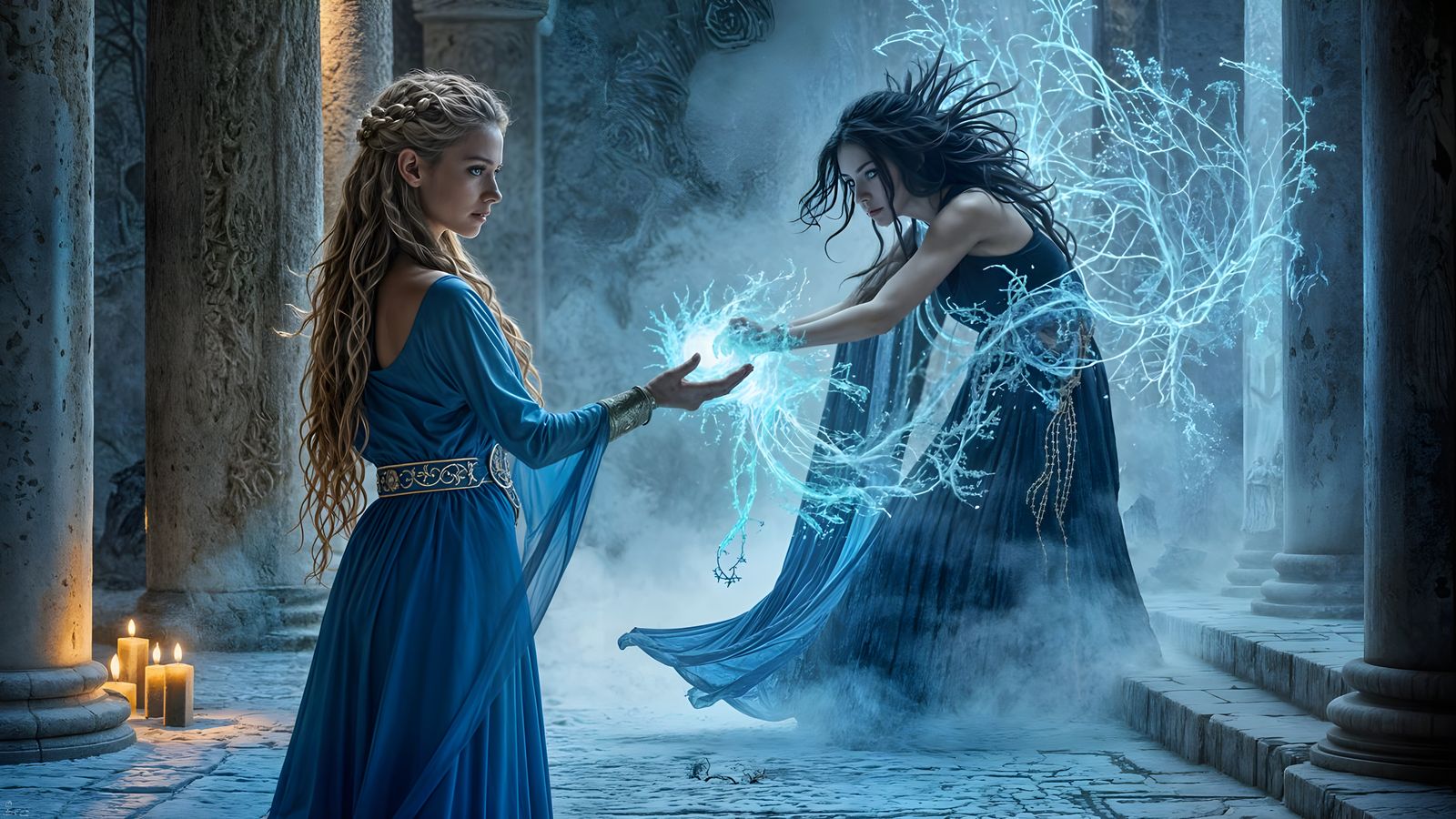 Epic Confrontation in Ancient Temple: Azura vs. Kalliope in ...