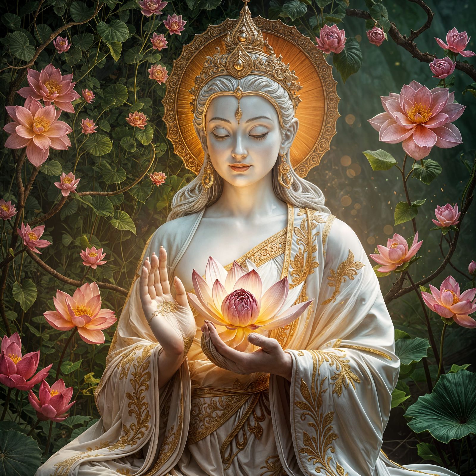 Divine White Tara Goddess in Breathtaking Fantasy Art