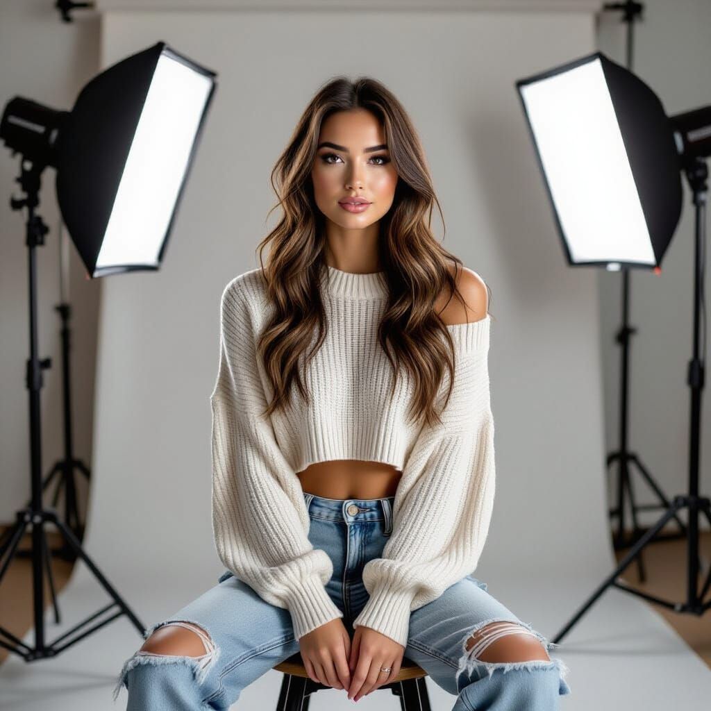 Photorealistic Portrait of Woman in Studio