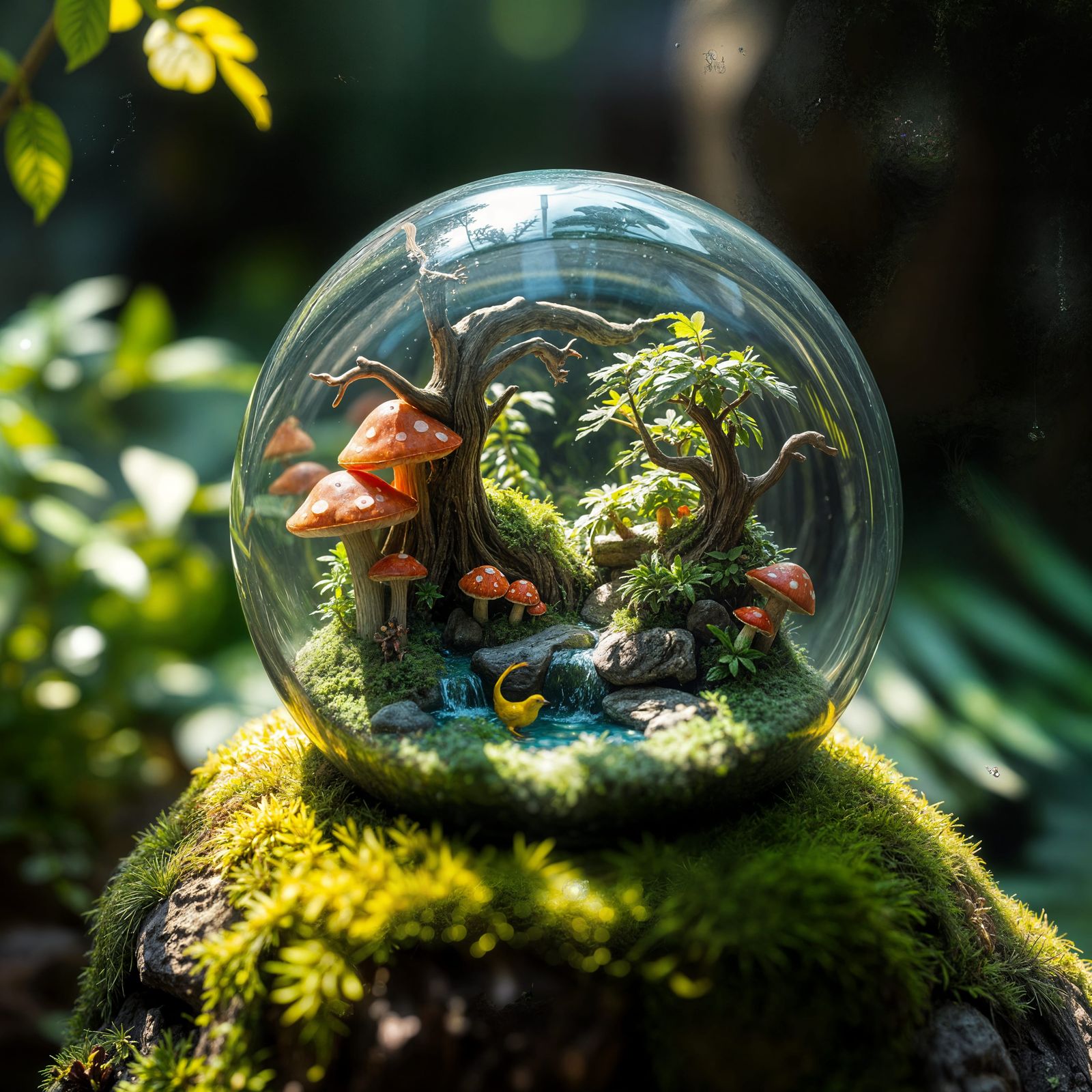 Miniature Jungle World in Glass Vial, Ghibli Style