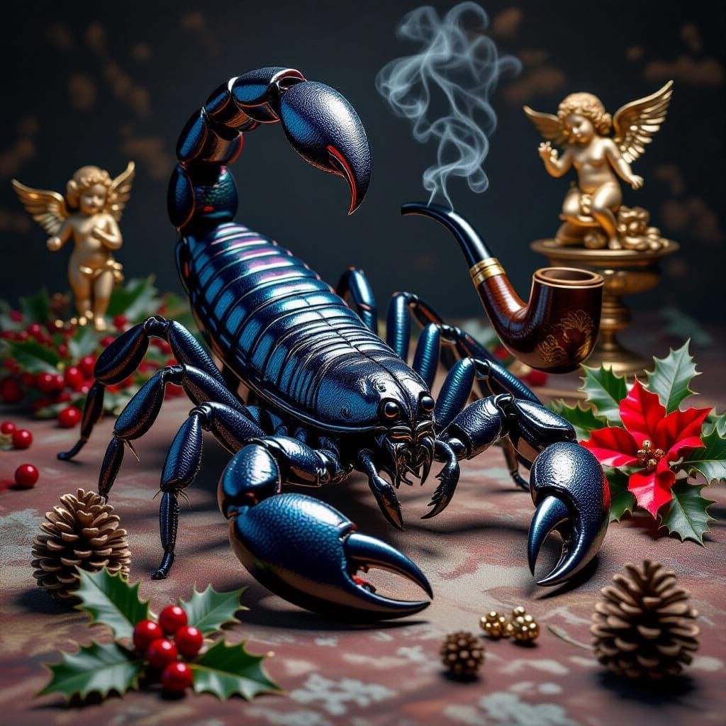 Surreal Scorpion, Victorian Pipe, and Baroque Christmas Deco...