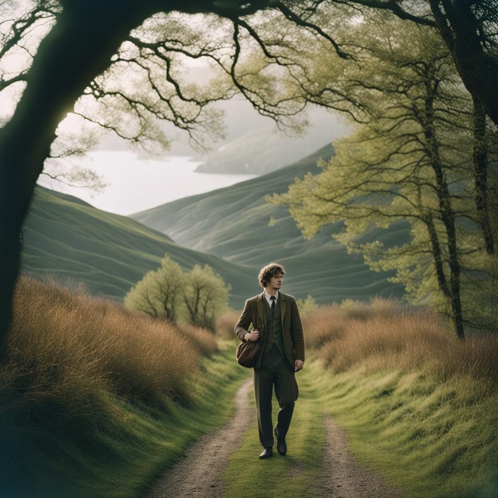 Vintage Explorer Immersed in Scottish Wilderness