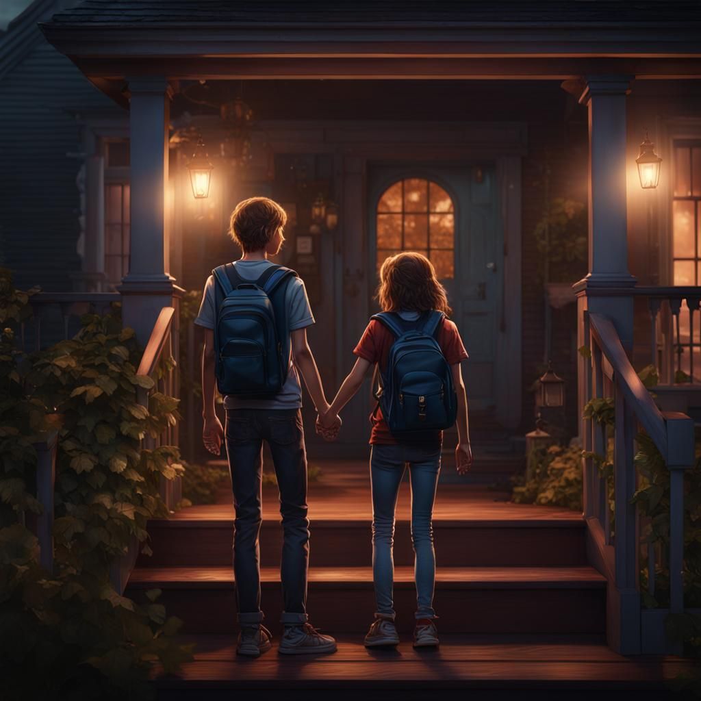 Teenage Couple Holding Hands: Matte Painting