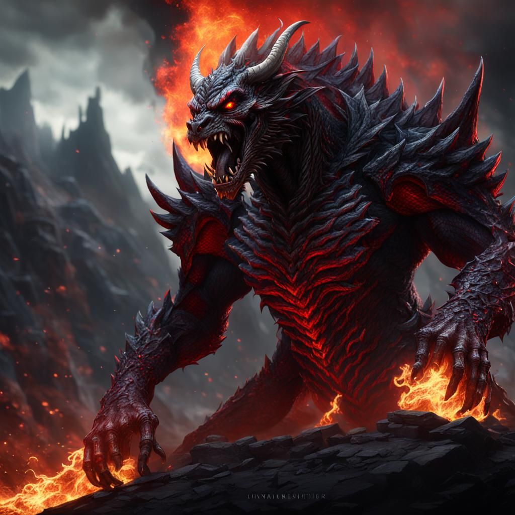Vampire Werewolf Dragon Demon God in Detailed Matte Painting