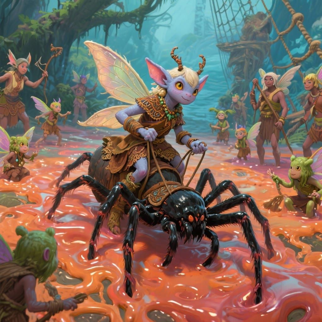Fairy Rides Spider in Gel Paste Style