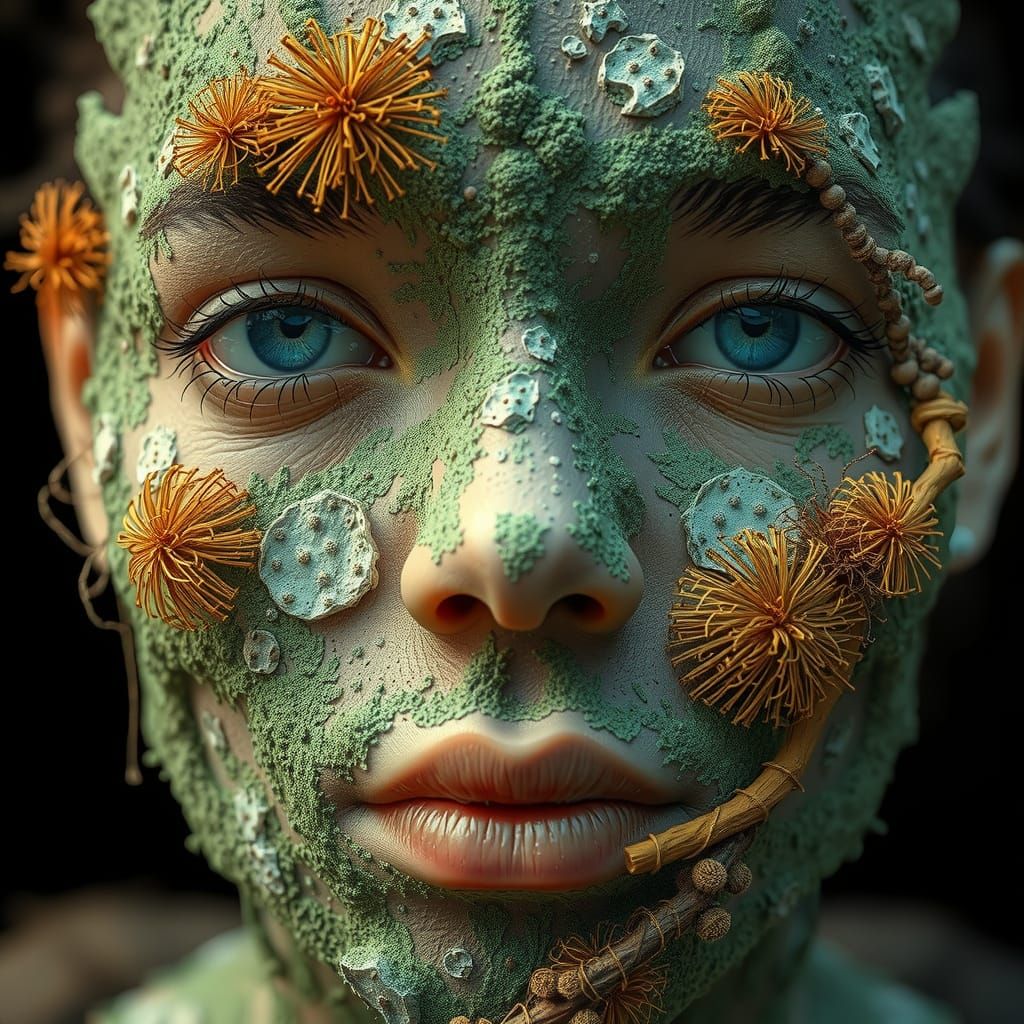 Nature's Face: A Portrait in Lichen and Moss
