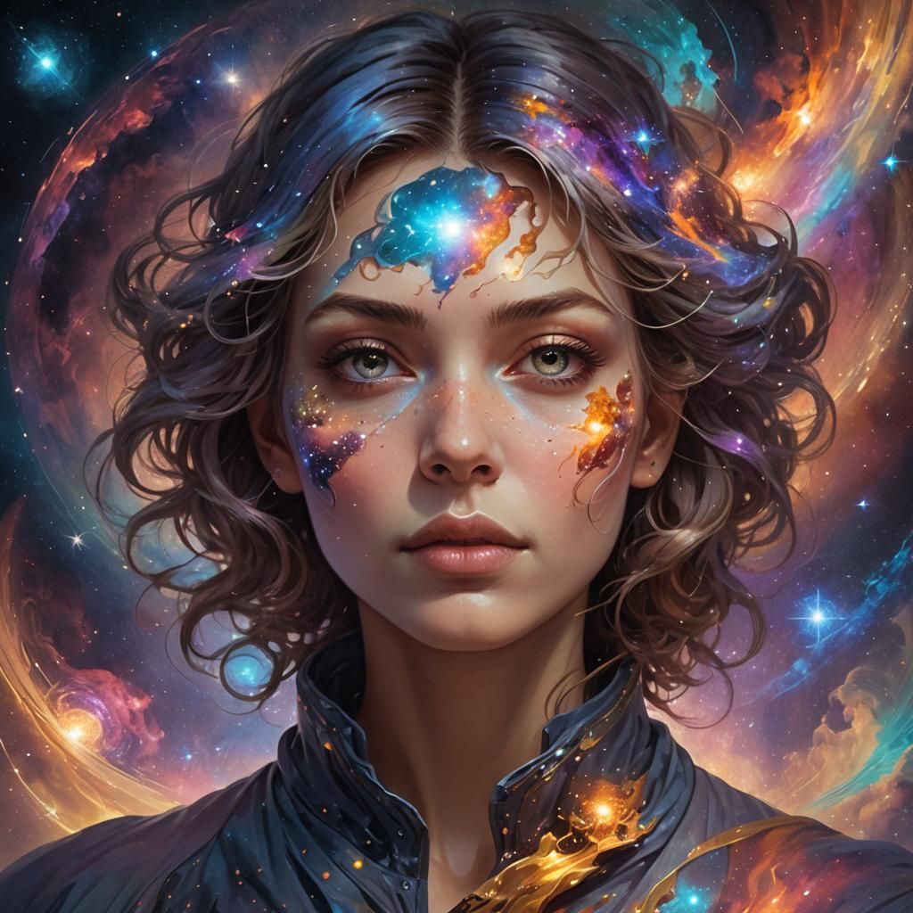 Galactic Portrait: Face of Stars in Hyperdetailed Style