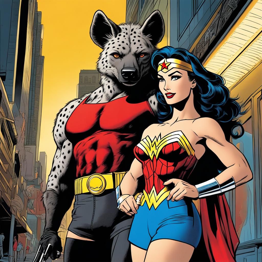 Wonder Woman and Hyena in Film Noir Style