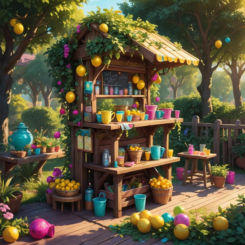 Lonely Lemonade Stand in Golden Sunlight