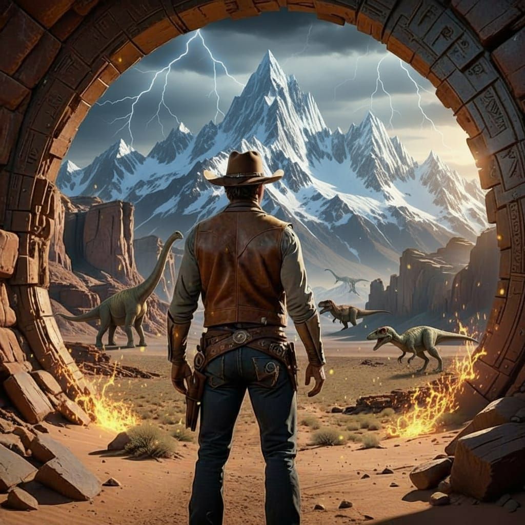 Cowboy at Portal to Arctic Landscape