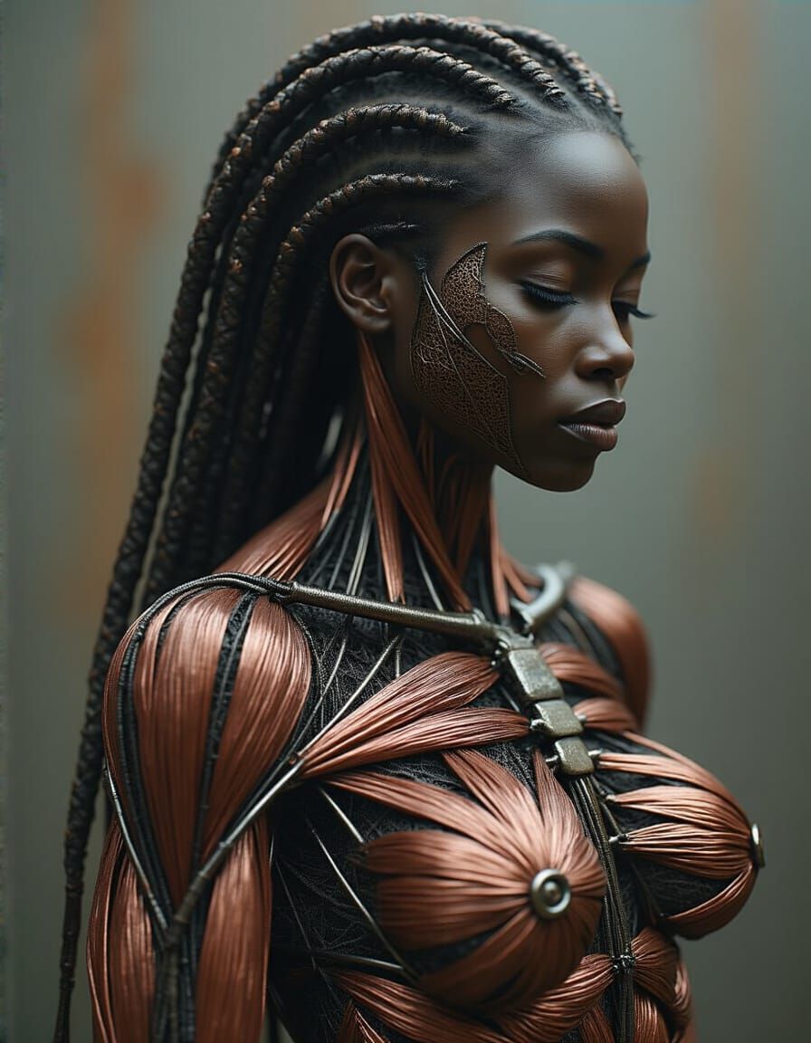 Striking Wireframe Portrait in Industrial Style