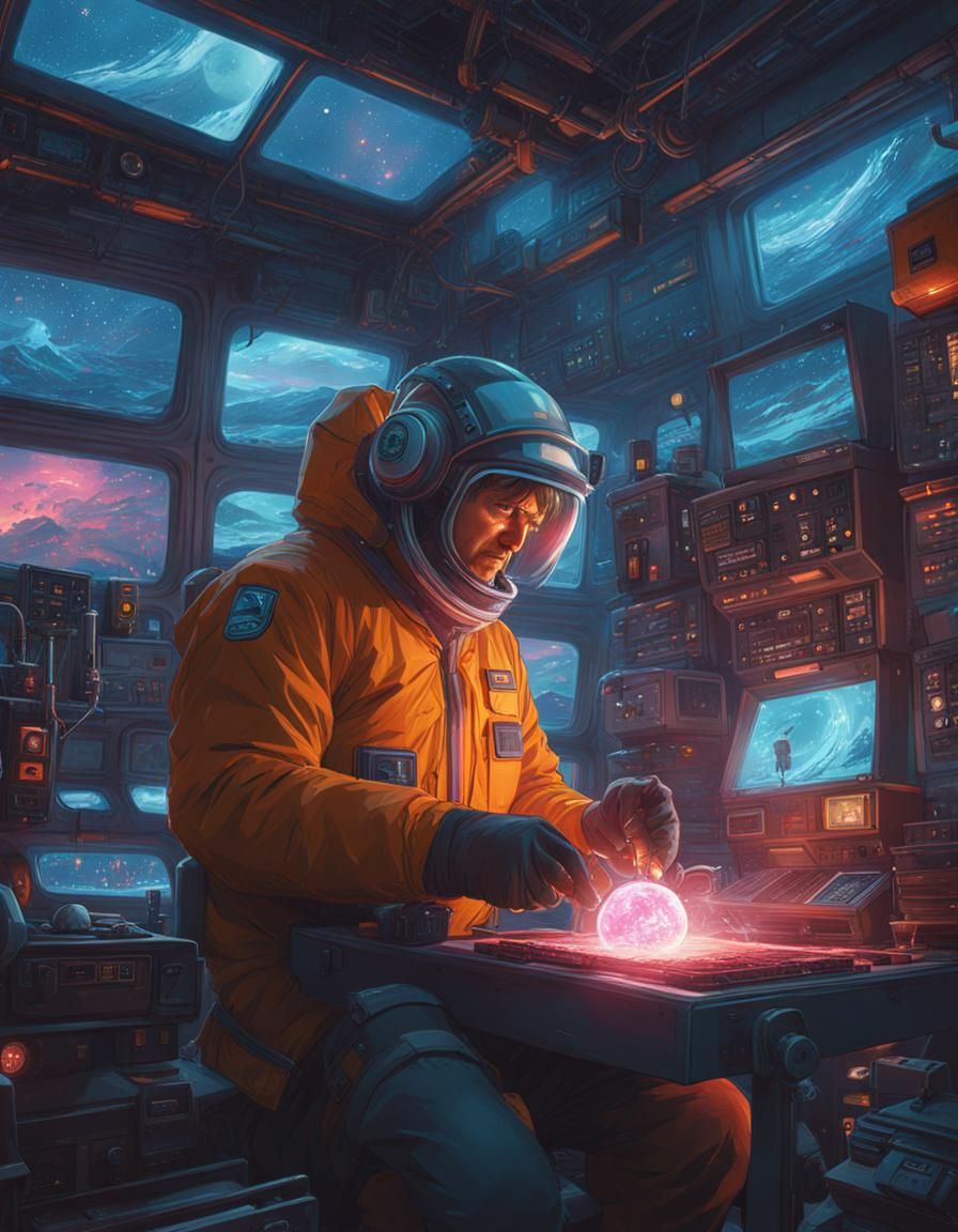 Sci-Fi Scientist's Chemical Reaction: Studio Ghibli Illustra...