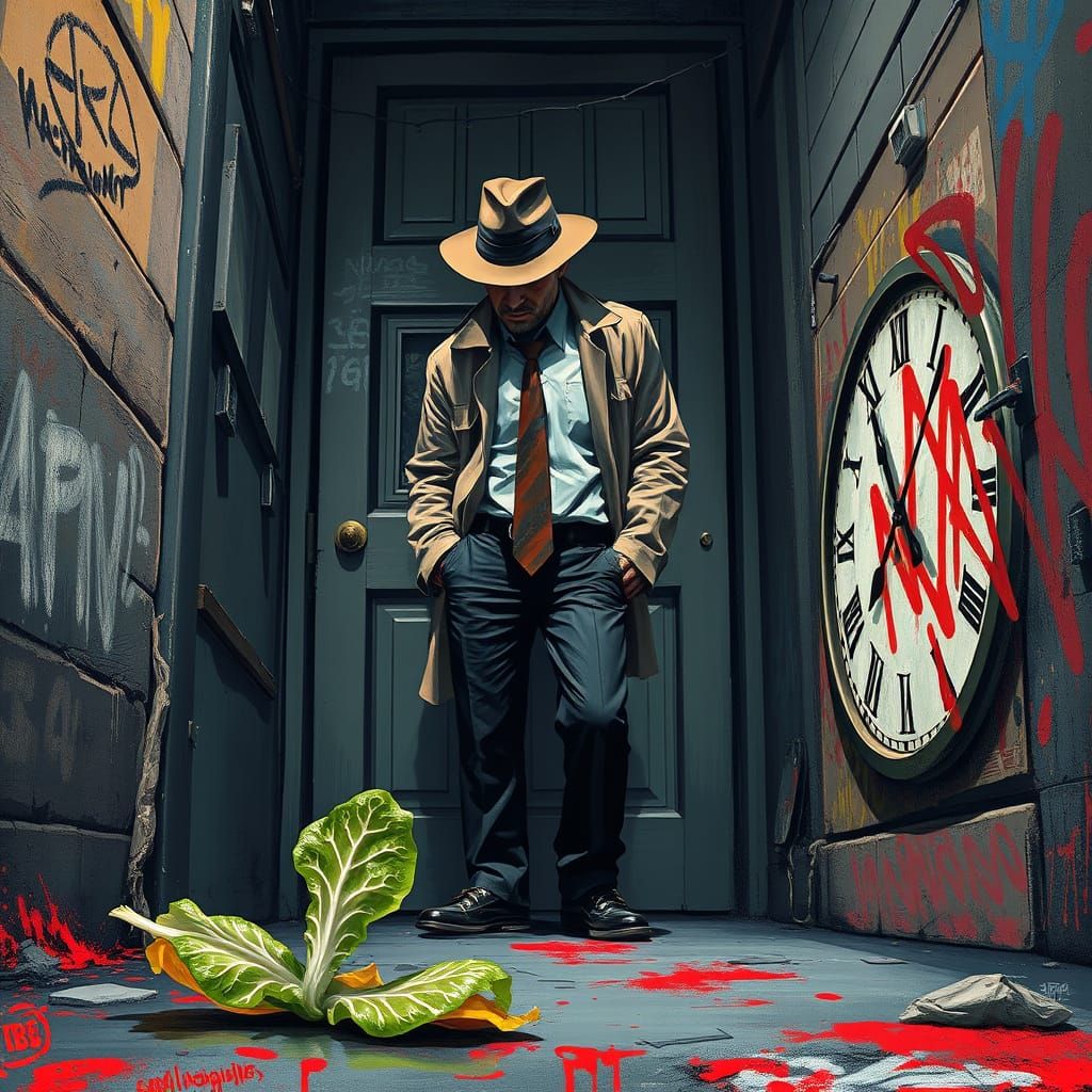 Gritty Urban Crime Scene in Polychromatic Street Art Style