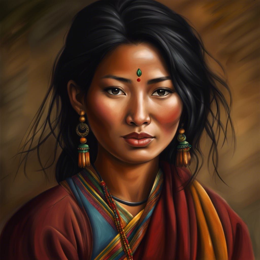Realistic Portrait of a Bhutanese Woman