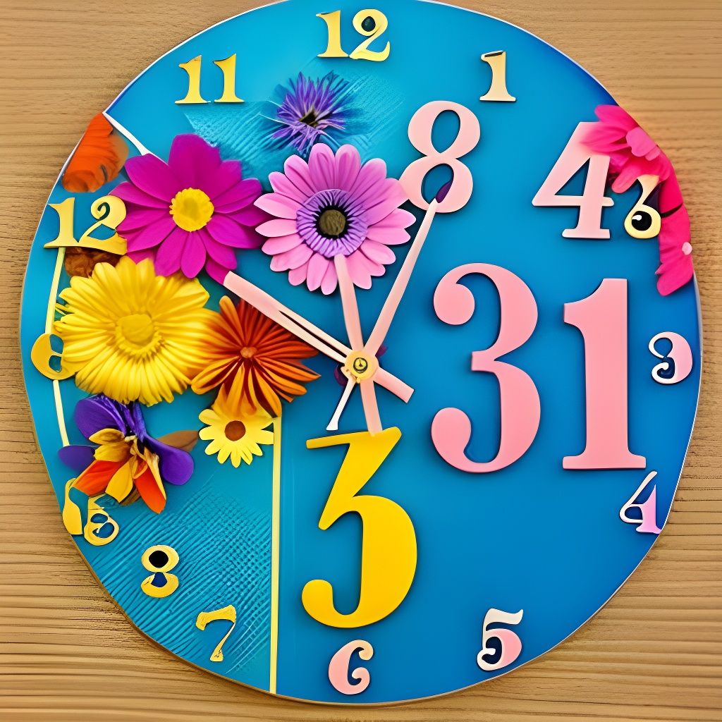 Floral Clock Face: Hyperrealistic Splash Art