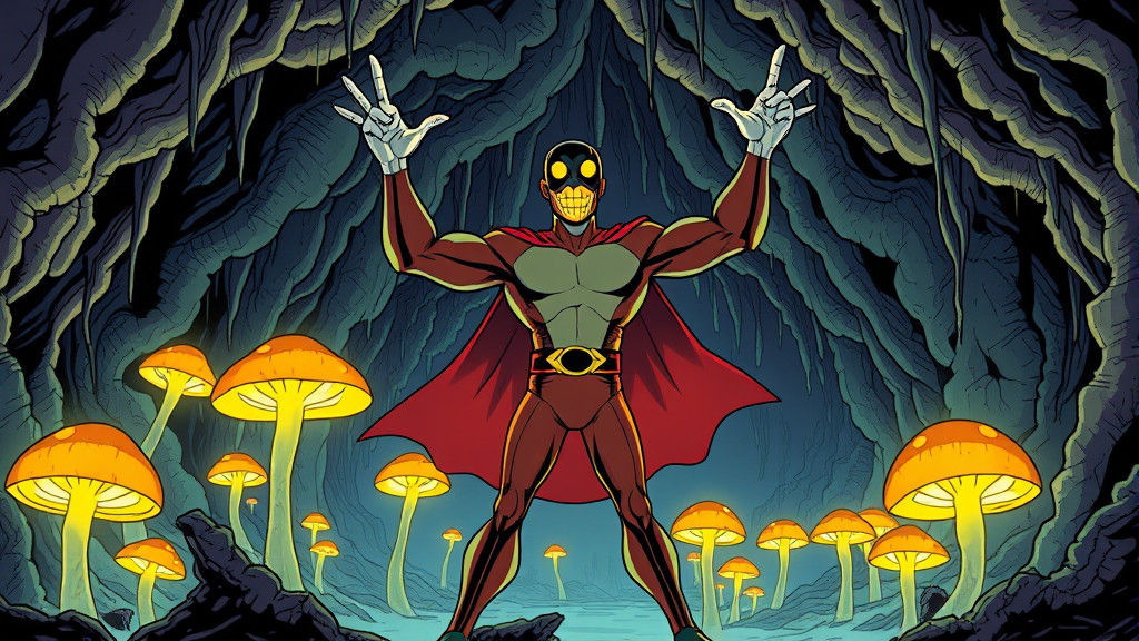 Freakazoid in a Luminescent Cave, Comic Book Style