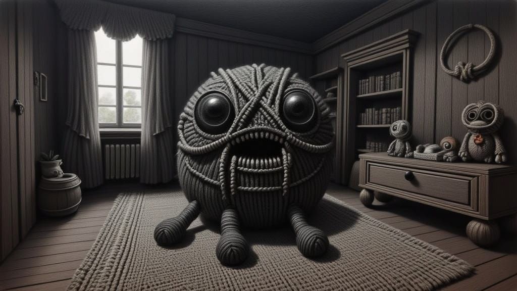 Terrifying Yarn Monster in Bedroom, Gammell Style